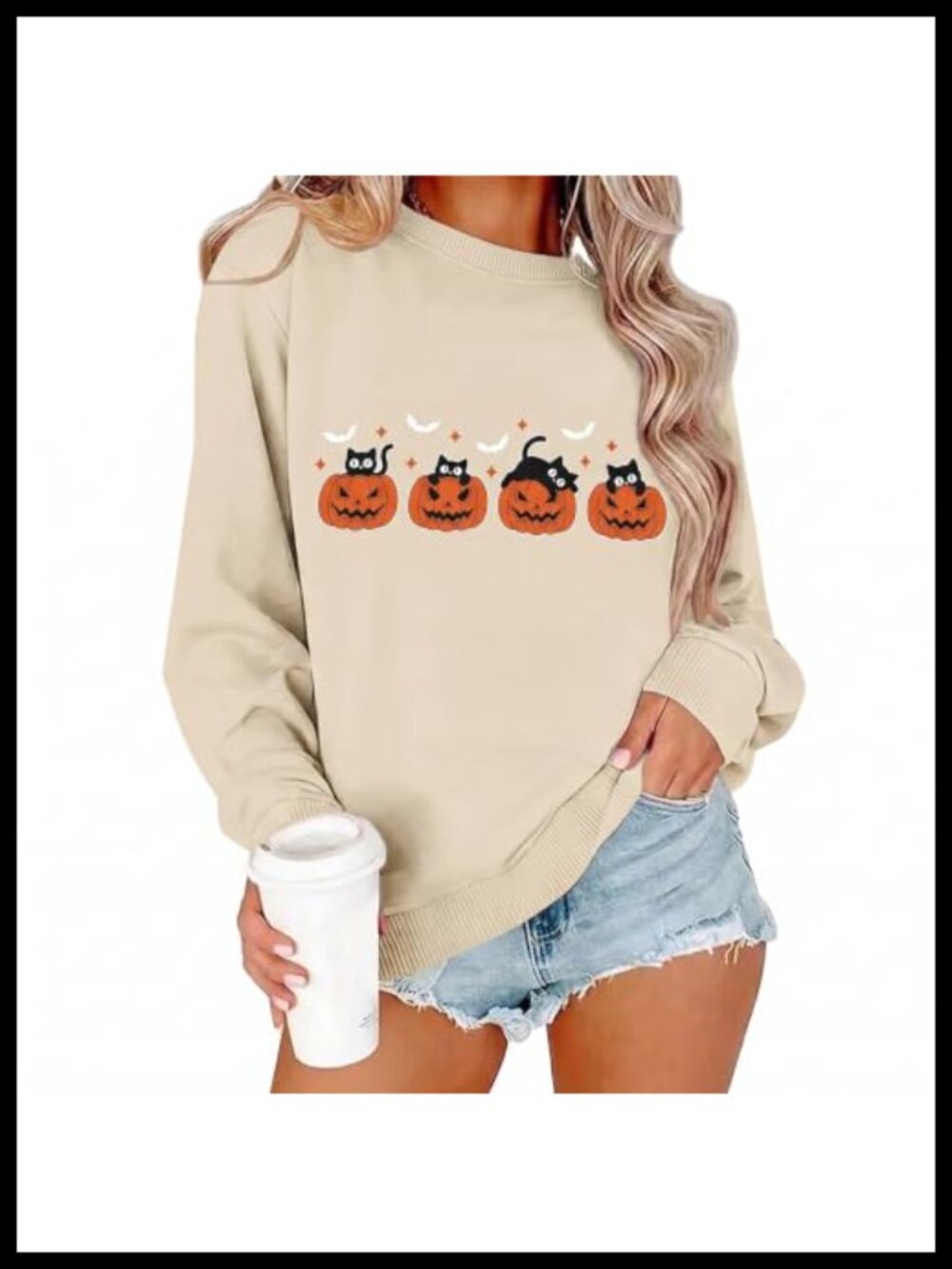 Oversized Halloween Sweatshirt Women Crew Neck Long Sleeve Pullover Top